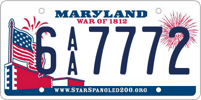 MD license plate 6AA7772