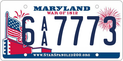 MD license plate 6AA7773