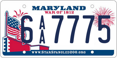 MD license plate 6AA7775