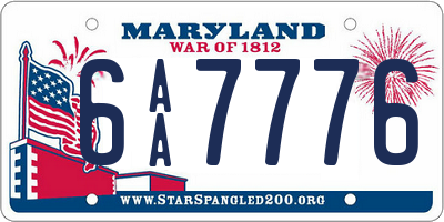 MD license plate 6AA7776