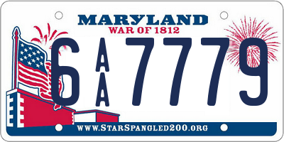 MD license plate 6AA7779