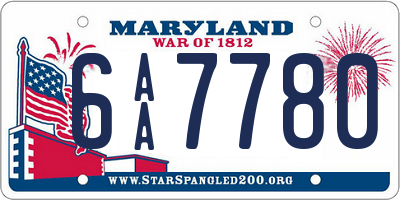 MD license plate 6AA7780