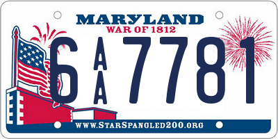 MD license plate 6AA7781