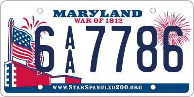 MD license plate 6AA7786