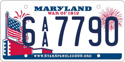 MD license plate 6AA7790