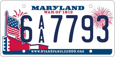 MD license plate 6AA7793