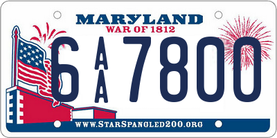 MD license plate 6AA7800