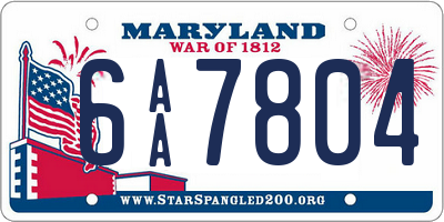 MD license plate 6AA7804