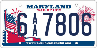 MD license plate 6AA7806