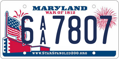 MD license plate 6AA7807