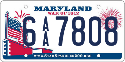 MD license plate 6AA7808