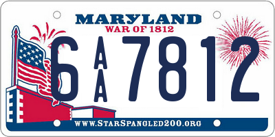 MD license plate 6AA7812