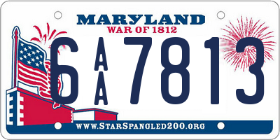 MD license plate 6AA7813