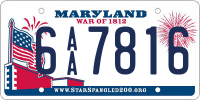 MD license plate 6AA7816