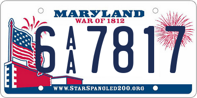 MD license plate 6AA7817