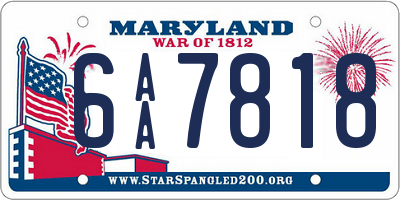 MD license plate 6AA7818