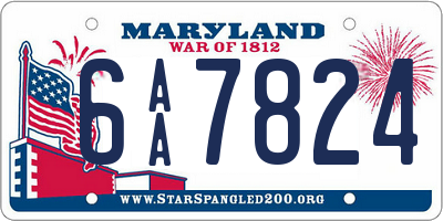 MD license plate 6AA7824