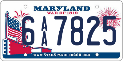 MD license plate 6AA7825