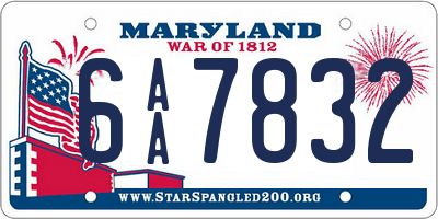 MD license plate 6AA7832