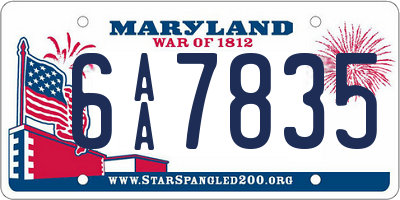 MD license plate 6AA7835