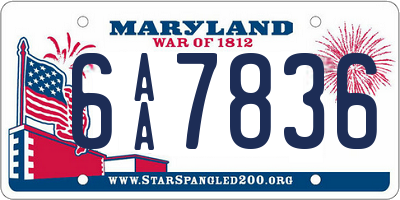 MD license plate 6AA7836