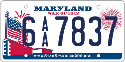 MD license plate 6AA7837