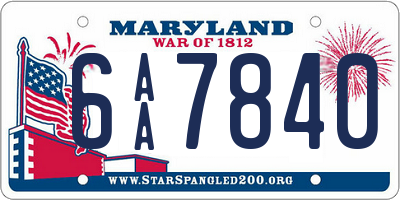 MD license plate 6AA7840