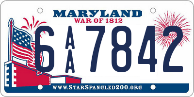 MD license plate 6AA7842