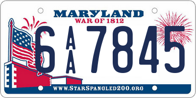 MD license plate 6AA7845