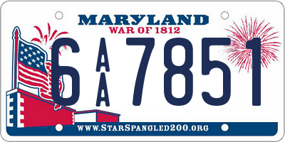 MD license plate 6AA7851