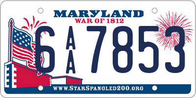 MD license plate 6AA7853