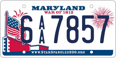 MD license plate 6AA7857