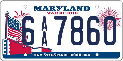 MD license plate 6AA7860