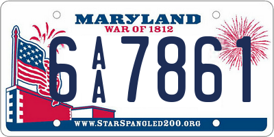 MD license plate 6AA7861