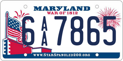 MD license plate 6AA7865
