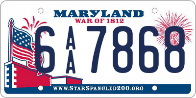 MD license plate 6AA7868