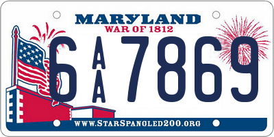 MD license plate 6AA7869