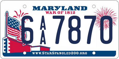 MD license plate 6AA7870