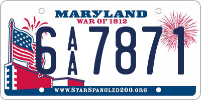 MD license plate 6AA7871