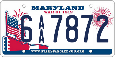 MD license plate 6AA7872