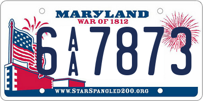 MD license plate 6AA7873