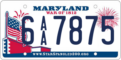 MD license plate 6AA7875