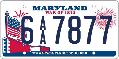 MD license plate 6AA7877