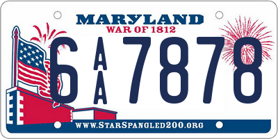 MD license plate 6AA7878
