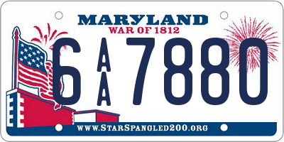 MD license plate 6AA7880