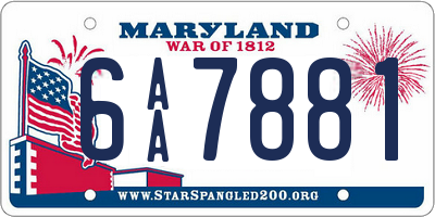 MD license plate 6AA7881