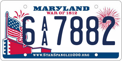 MD license plate 6AA7882