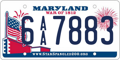 MD license plate 6AA7883