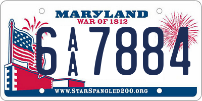 MD license plate 6AA7884