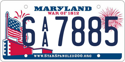 MD license plate 6AA7885